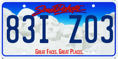 SD license plate 83IZ03