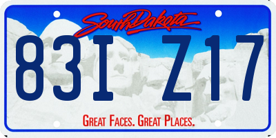 SD license plate 83IZ17