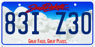SD license plate 83IZ30