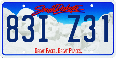 SD license plate 83IZ31