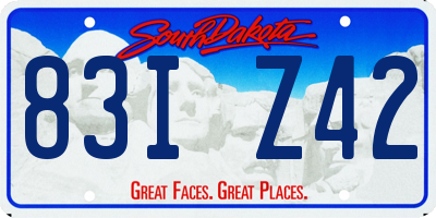 SD license plate 83IZ42
