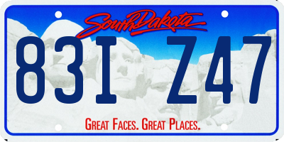 SD license plate 83IZ47