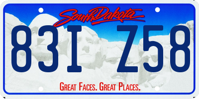 SD license plate 83IZ58