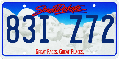 SD license plate 83IZ72