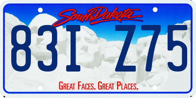 SD license plate 83IZ75