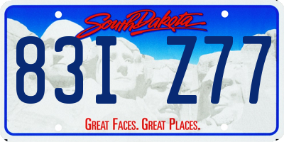 SD license plate 83IZ77