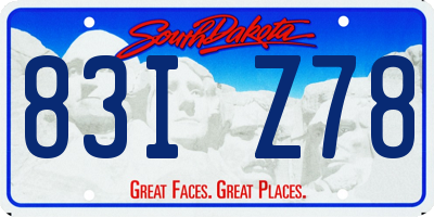 SD license plate 83IZ78