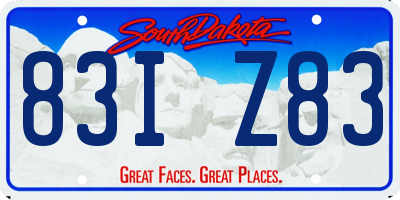 SD license plate 83IZ83