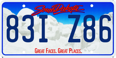 SD license plate 83IZ86