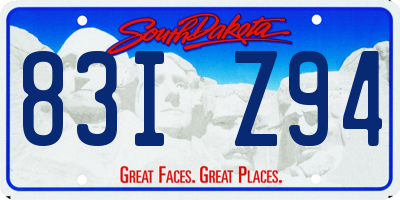 SD license plate 83IZ94