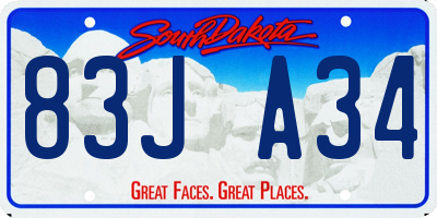 SD license plate 83JA34