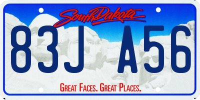 SD license plate 83JA56