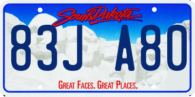 SD license plate 83JA80