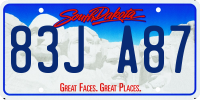 SD license plate 83JA87