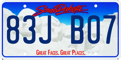SD license plate 83JB07