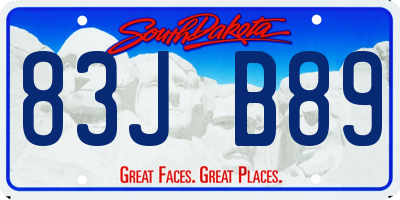 SD license plate 83JB89