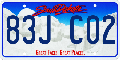 SD license plate 83JC02