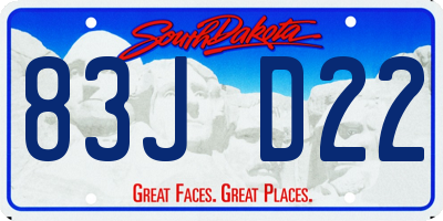 SD license plate 83JD22