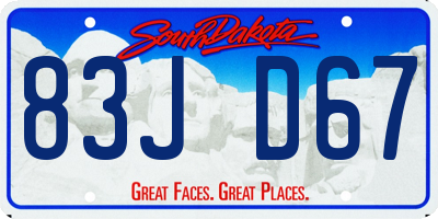 SD license plate 83JD67
