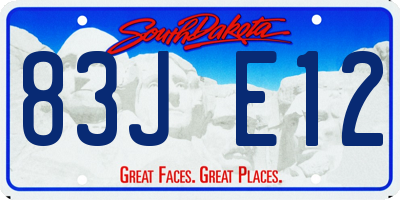 SD license plate 83JE12