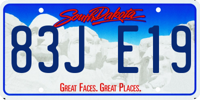SD license plate 83JE19