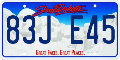 SD license plate 83JE45