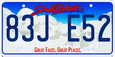 SD license plate 83JE52