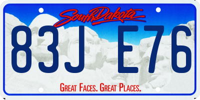 SD license plate 83JE76