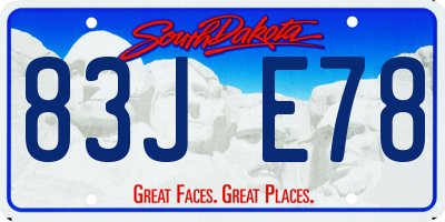 SD license plate 83JE78