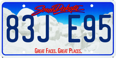 SD license plate 83JE95