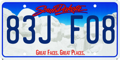 SD license plate 83JF08
