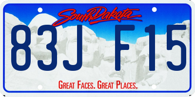 SD license plate 83JF15