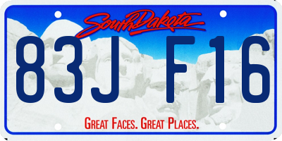 SD license plate 83JF16