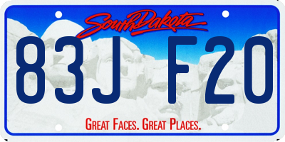 SD license plate 83JF20