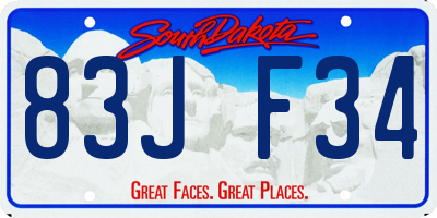 SD license plate 83JF34