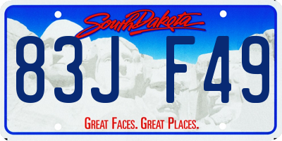 SD license plate 83JF49