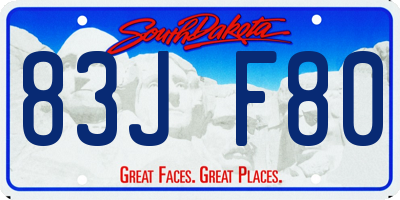 SD license plate 83JF80