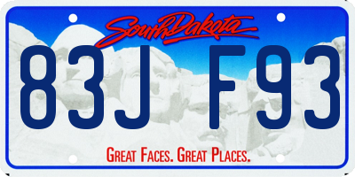 SD license plate 83JF93