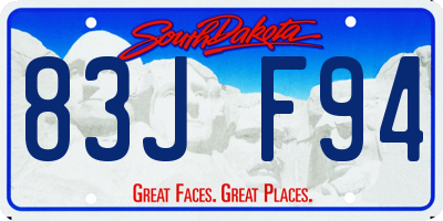 SD license plate 83JF94