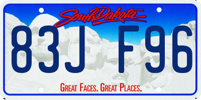 SD license plate 83JF96