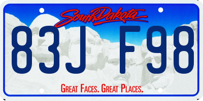 SD license plate 83JF98