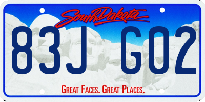 SD license plate 83JG02