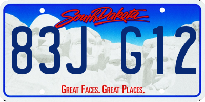 SD license plate 83JG12