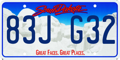 SD license plate 83JG32