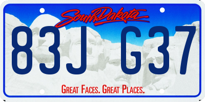 SD license plate 83JG37