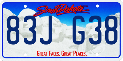 SD license plate 83JG38
