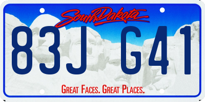 SD license plate 83JG41