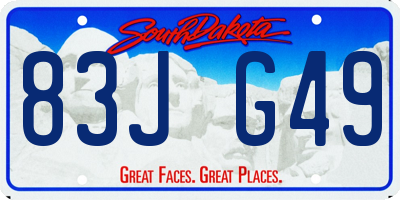 SD license plate 83JG49