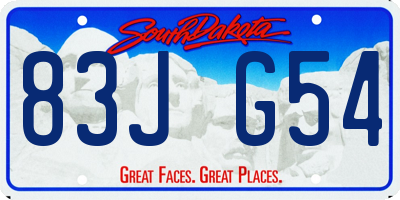 SD license plate 83JG54