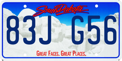 SD license plate 83JG56